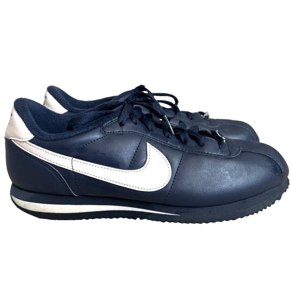 NIKE Cortez Classic Leather Sneaker Shoe Men 10 Navy Midnight Blue 316418-402